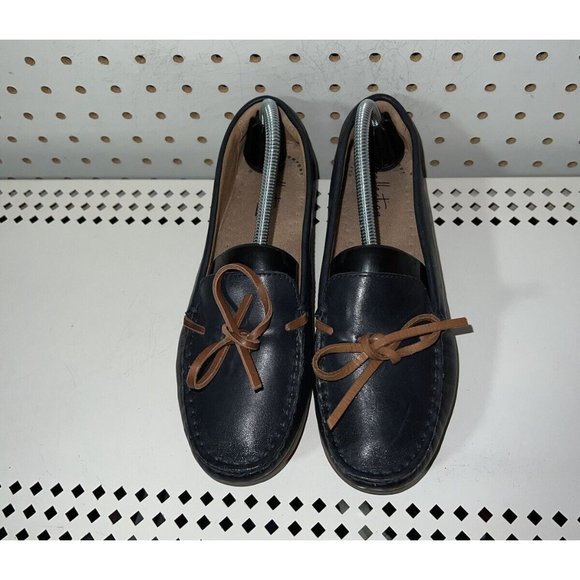 Clarks Dameo Swing Womens Leather Driving Loafers Moccasins Size 6.5 M Navy Blue - Picture 4 of 8